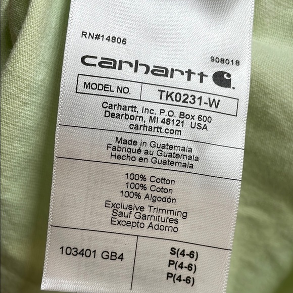 Carhartt Long Sleeve Tee Green Blue Graphics 100%Cotton - Picture 3 of 5